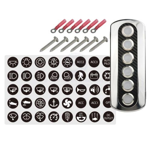 Relaxn Carbon Fiber Vinyl Switch Panel with 20A S/S Push Button Switches